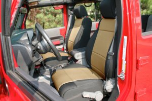 Jeep Wrangler JK Seat Cover Kit - Front/Rear - Rugged Ridge - Black/Tan - `11-`18