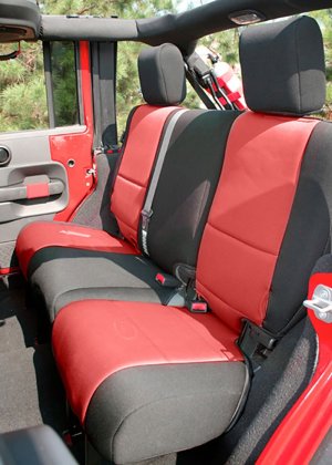 Jeep Wrangler JK Seat Cover Kit - Front/Rear - Rugged Ridge - Black/Red - `11-`18