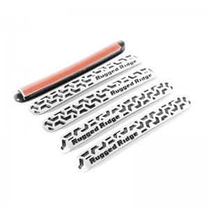 Jeep Wrangler JK Door Handle Inserts - Doors and Rear Tailgate - Rugged Ridge - Contrast Tread Pattern - Black - `07-`18