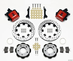 Honda Civic Brake Kit - Rear - Wilwood - 12.19in Drilled + High Friction BP-10 Pads - Red - 2006