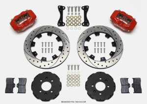 Honda Civic Brake Kit - Front - Wilwood - 12.19in Drilled Rotors + Forged Dynalite Calipers + High Performance Wilwood Pads - Red - `94-`01