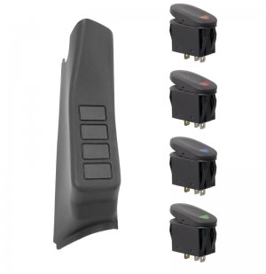 Jeep Wrangler JK Switch Pod Kit - A-Pillar - Rugged Ridge - RHD - Black - `11-`18