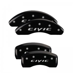 Honda Civic Caliper Covers - Front + Rear - MGP - Engraved Front: Civic, Engraved Rear: 2015/CIVIC - Black - 2015