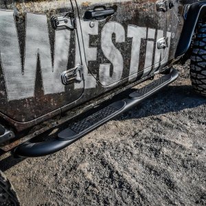 Jeep Wrangler JL Nerf Step Bars - Westin - Platinum 4 Oval - Black - `18-`22