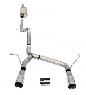 Jeep Wrangler JK Sport Cat-Back Exhaust - Rear - CORSA Performance - American Flag Tips - Black - 3.6L/3.8L - `07-`18