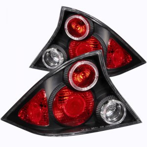 Honda Civic Taillights - ANZO - Clear Lens with Halo - Black - `01-`03