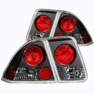 Honda Civic Taillights - Rear - ANZO - Clear Lens, Black Housing - Black - `01-`04