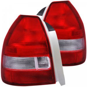 Honda Civic Taillights - ANZO - Tail Light Assembly - Red/Clear - `96-`00