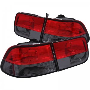 Honda Civic Taillights - ANZO - Red/Smoke - `96-`00