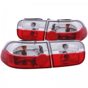 Honda Civic Taillights - ANZO - Red/Clear - `92-`95