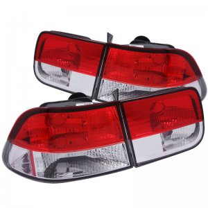 Honda Civic Taillights - ANZO - Red/Clear - `96-`00