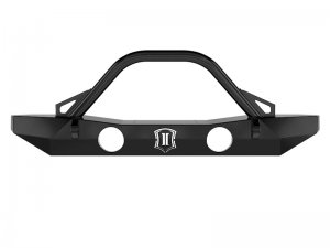 Jeep Wrangler JK Pro Series Mid Width Front Bumper w/Bar and Tabs - Front - ICON - Satin Black - `07-`18
