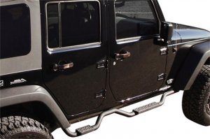Jeep Wrangler JK Side Bar Drop Step Slimline - Rampage - Textured Black Powder Coat - Black - `07-`18
