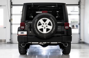 Jeep Wrangler JK Tread Edition Axle-Back Dual Exhaust - AWE Tuning - Tread Edition - Chrome Silver - 3.6L - `07-`18
