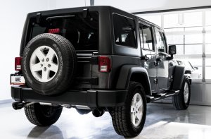 Jeep Wrangler JK Axle-Back Dual Exhaust - AWE Tuning - Tread Edition - Diamond Black - 3.6L - `07-`18