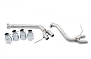Porsche Macan Performance Exhaust - Rear - AWE Tuning - Track Edition - Chrome Silver
