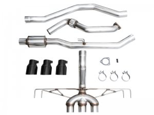 Honda Civic Performance Exhaust - AWE Tuning - Track Edition Exhaust w/ Triple Diamond Black Tips - Black - 2023+