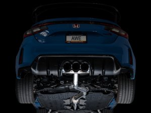 Honda Civic Performance Exhaust - AWE Tuning - Track Edition Exhaust w/ Triple Diamond Black Tips - Black - 2023+
