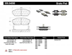 Honda Civic Brake Pads - Front - Stoptech - Sport - `90-`93