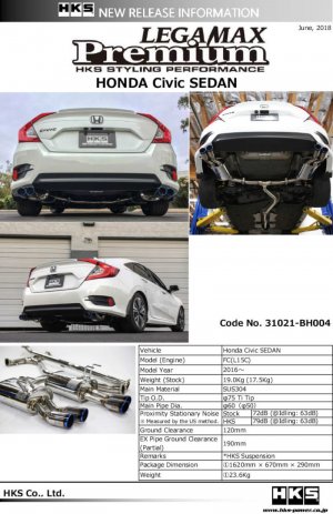 Honda Civic Performance Exhaust - HKS - Legamax Premium
