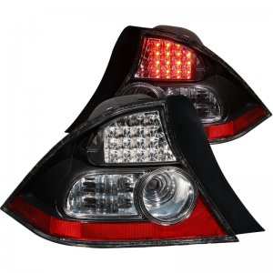 Honda Civic LED Taillights - Rear - ANZO - Tail Light Assembly, LED, Clear Lens, Black Housing - Black - `04-`05