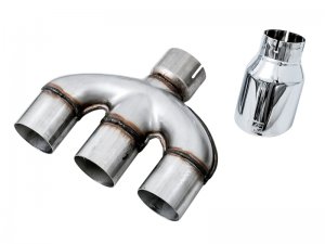 Honda Civic Performance Exhaust System - AWE Tuning - Dual-to-Triple Tip Conversion Kit - Chrome Silver - 1.5L Turbo - `17-`20
