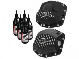 Jeep Wrangler JL Front and Rear Diff Cover Kit w/ Oil - Front and Rear - aFe - Pro Series - Black - 3.6L - `18-`24