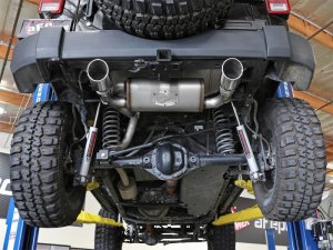Jeep Wrangler JK Axle-Back Exhaust - Rear - aFe - Rebel Series 2.5in 409 SS - Polished - 3.6L/3.8L - `07-`18