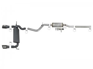 Jeep Wrangler JK Exhaust Cat Back - Rear - aFe - Rebel Series - Black - V6 3.6L/3.8L - `07-`18