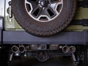Jeep Wrangler JK Axle-Back Exhaust - aFe - Rebel Series - Polished - V6-3.6L/3.8L - `07-`18