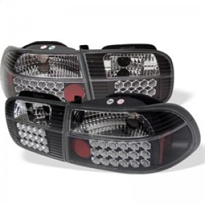 Honda Civic LED Tail Lights - SPYDER - Black - `92-`95