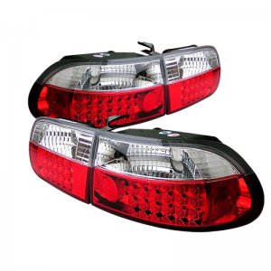 Honda Civic Tail Lights - SPYDER - LED - Red/Clear - `92-`95