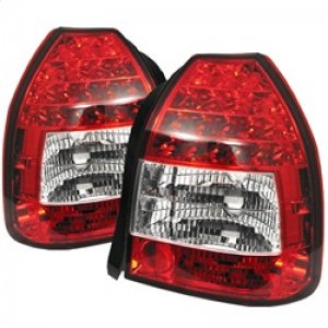Honda Civic LED Tail Lights - SPYDER - Red/Clear - `96-`00