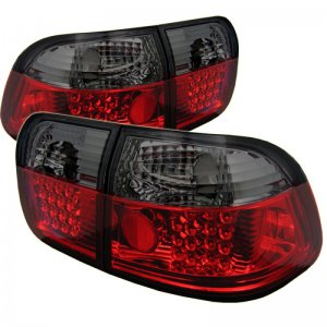 Honda Civic LED Tail Lights - Rear - SPYDER - ALT-YD-HC96-4D-LED-RS - Red/Smoke - `96-`98