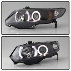 Honda Civic Headlights - SPYDER - Projector LED Halo - Black - `06-`08