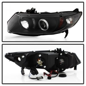 Honda Civic Headlights - SPYDER - Projector LED Halo - Black - `06-`08