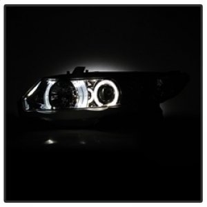 Honda Civic Headlights - SPYDER - Projector Headlights LED Halo - Chrome - `06-`08