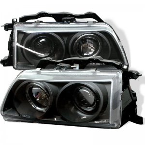 Honda Civic Headlights - SPYDER - Projector Headlights LED Halo - Black - `90-`91