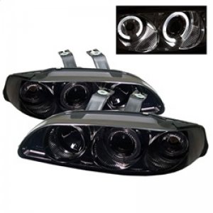Honda Civic Headlights - SPYDER - Projector LED Halo Amber Reflector - Smoke - `92-`95