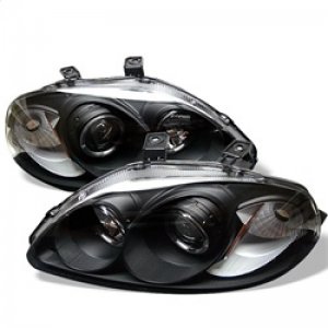 Honda Civic Headlights - SPYDER - Projector LED Halo Amber Reflector - Black - `96-`98