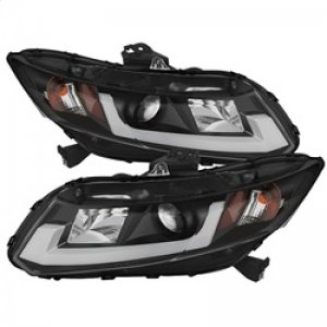 Honda Civic Headlights - SPYDER - Projector Light Bar DRL - Black - `12-`14