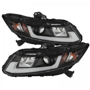 Honda Civic Headlights - SPYDER - Projector Light Bar DRL - Black - `12-`14