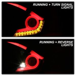 Honda Civic Tail Lights - Rear - SPYDER - Light Bar LED - Black - `16-`19