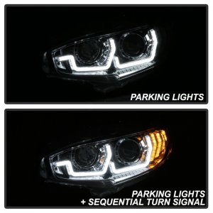 Honda Civic Headlights - SPYDER - Projector with LED Sequential Turn Signal Lights - Chrome - `16-`18