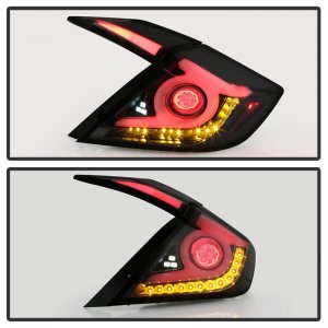Honda Civic LED Tail Lights - SPYDER - Light Bar - Black Smoke - `16-`18