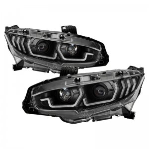Honda Civic Headlights - SPYDER - Spyder Signature Series; Sequential Crystal Light Bar - Black - 2016