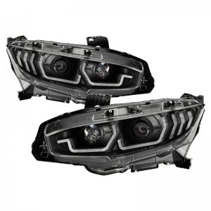 Honda Civic Headlights - SPYDER - Spyder Signature Series; Sequential Crystal Light Bar - Black - 2016