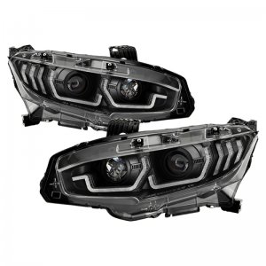 Honda Civic Headlights - SPYDER - Spyder Signature Series; Sequential Crystal Light Bar - Black - 2016