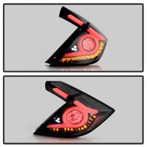 Honda Civic LED Tail Lights - Rear - SPYDER - Light Bar - Black Chrome - `16-`19