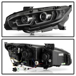 Honda Civic Headlights - SPYDER - High-Power LED Module - Black - `16-`20